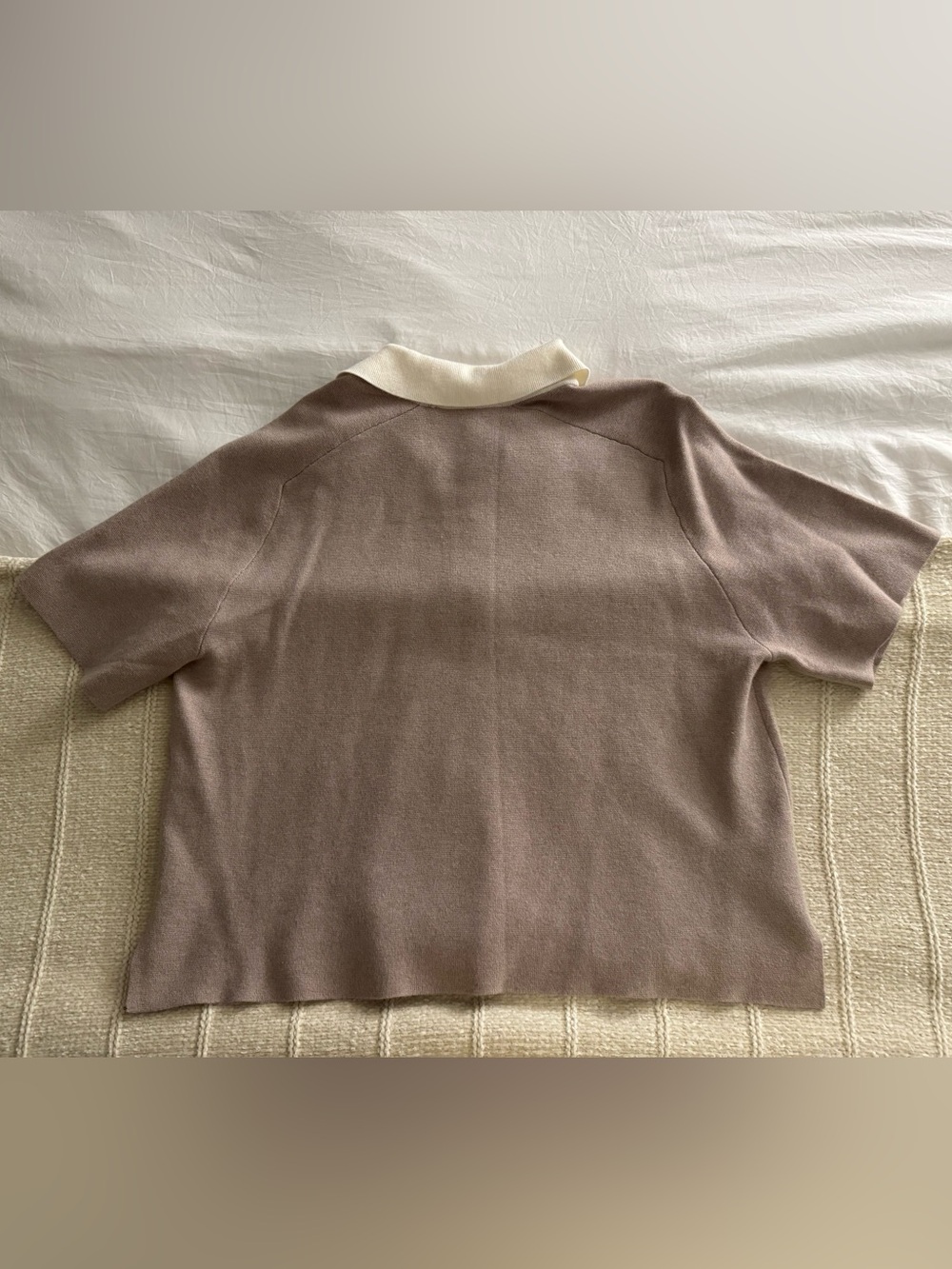 Abercrombie & Fitch Taupe Sweater with Cream Collar - Picture 2 of 2